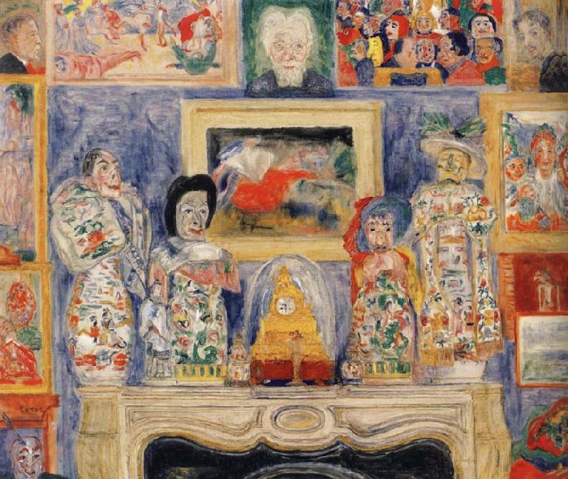 James Ensor Interior with Three Portraits oil painting image
